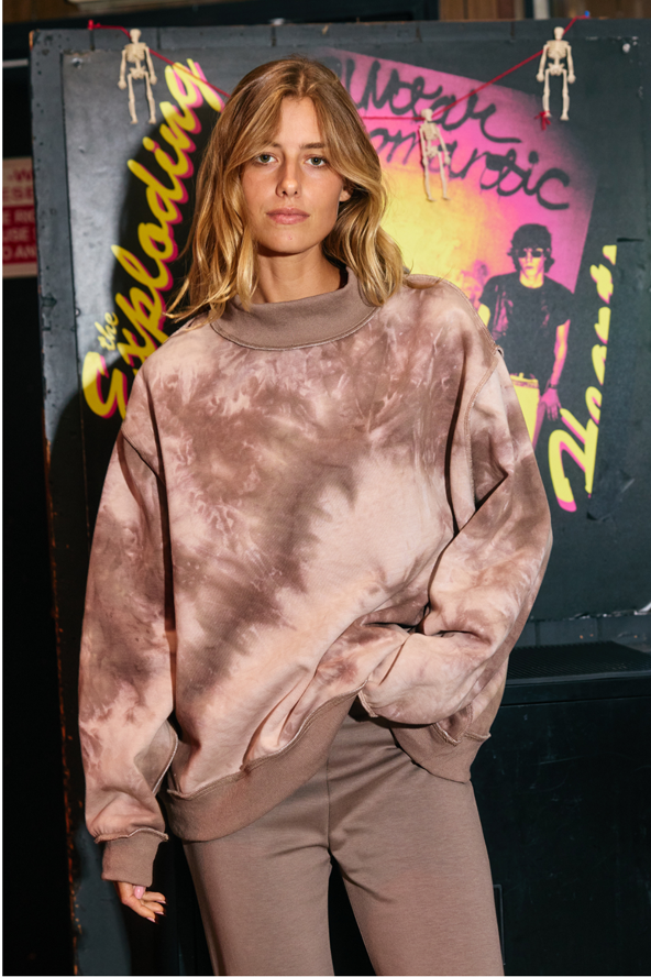 Mockneck Sweatshirt- Mocha Tie-dye