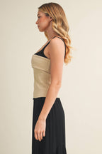 Square Neck Foldover Bandeau Top