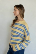 Piper Cardigan - Rose Varsity Stripe