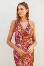 Sun Loving Halter Cowl Neck Crop Top