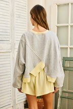 Contrast Stitch Asymmetrical Terry Top