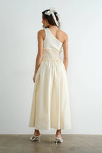 One Shoulder Poplin Maxi Dress