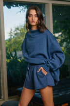 Solid Reversible Mock Neck Sweatshirt