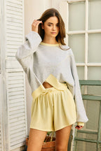 Contrast Stitch Asymmetrical Terry Top