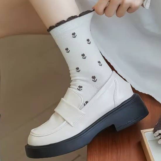 WOMAN BREATHABLE FLORAL COTTON SOCKS | 40S02067