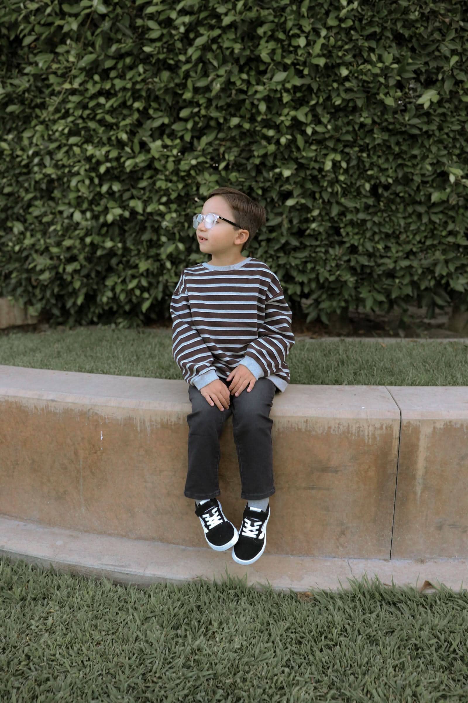 Kids Soft French Terry Cotton Stripe Sweatshirt
