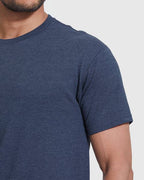 Short Sleeve T-Shirt | Crew Neck | Heather Navy