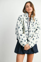 Floral Print Fluffy Fleece Jacket