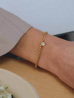 Indy 18K Gold Non-Tarnish CZ Charm Braided Bracelet