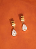 Glissade 18K Gold Non-Tarnish CZ Drop Huggie Earrings