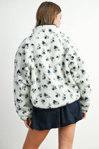 Floral Print Fluffy Fleece Jacket