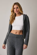 LONG SLEEVE FITTED SWEATER ZIP UP HOODIE