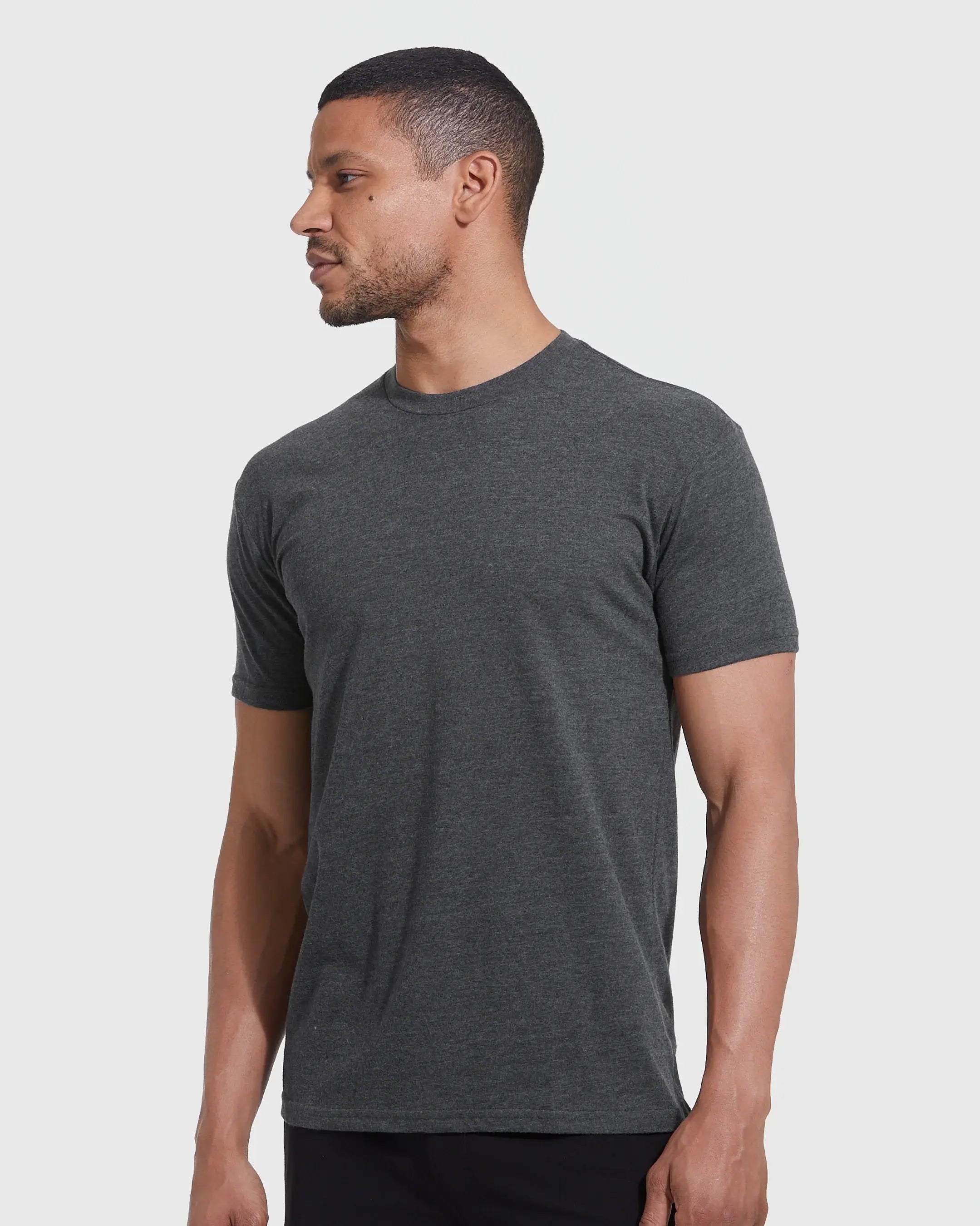 Short Sleeve T-Shirt | Crew Neck | Heather Charcoal Gray