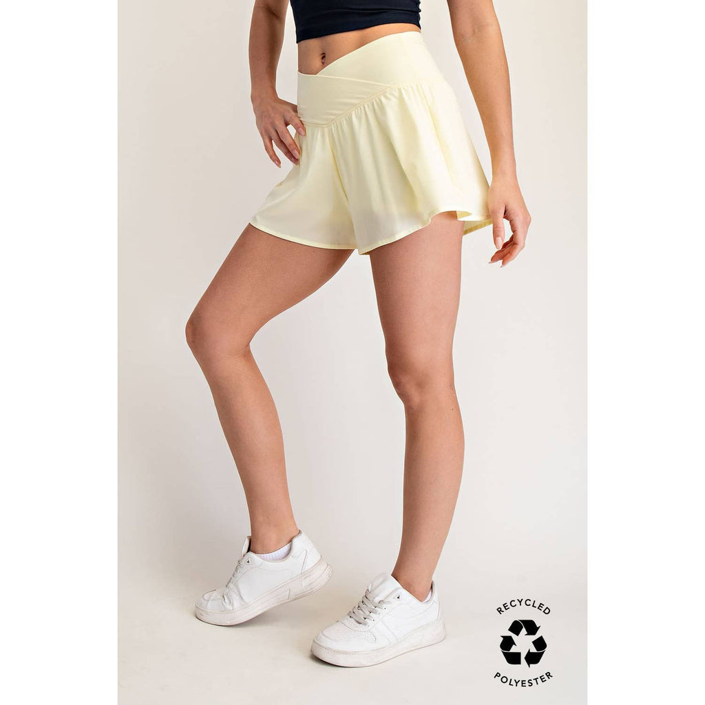 V CROSSOVER FLARED SHORTS- Espresso Brown