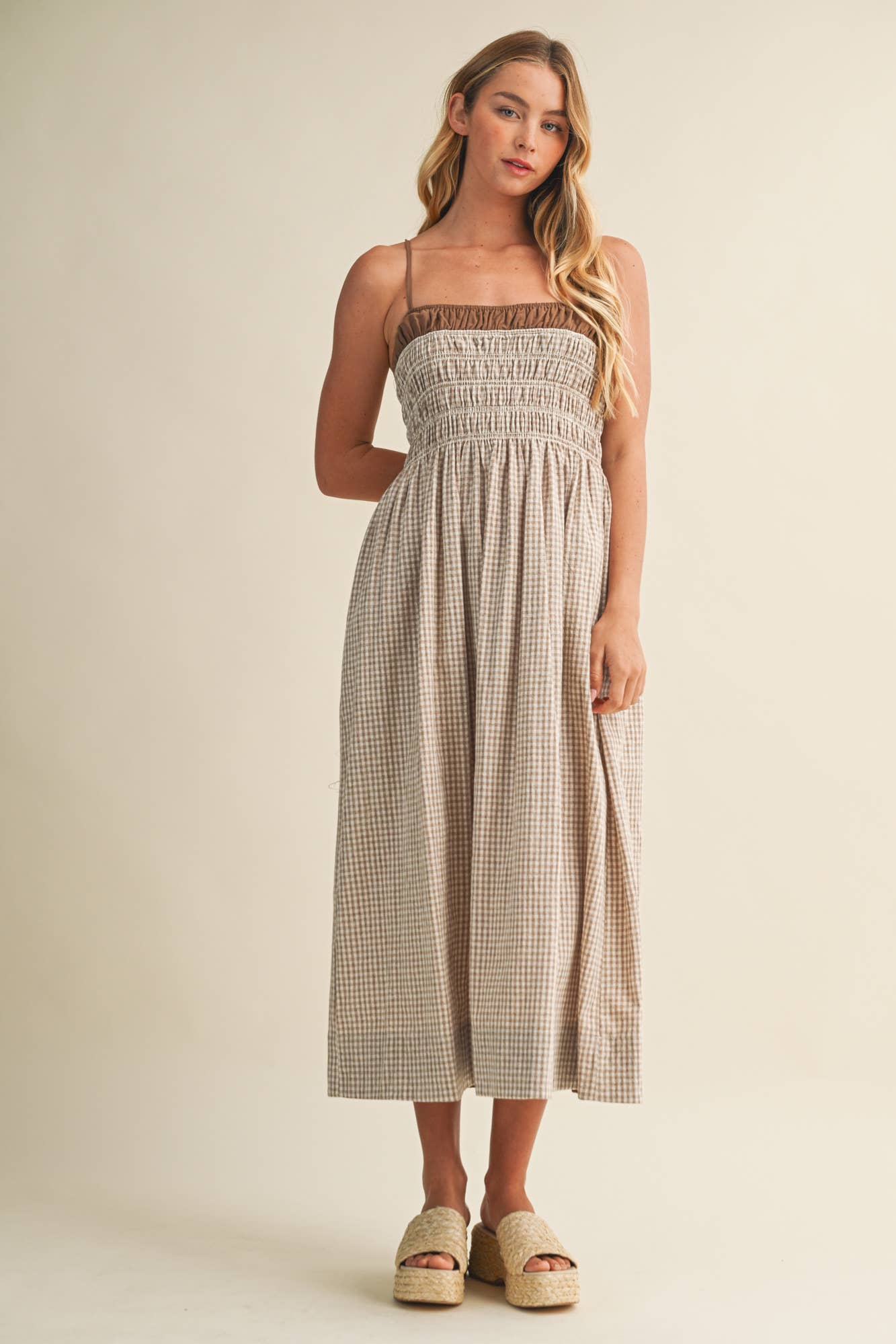 GINGHAM MIDI DRESS