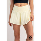 V CROSSOVER FLARED SHORTS- Espresso Brown