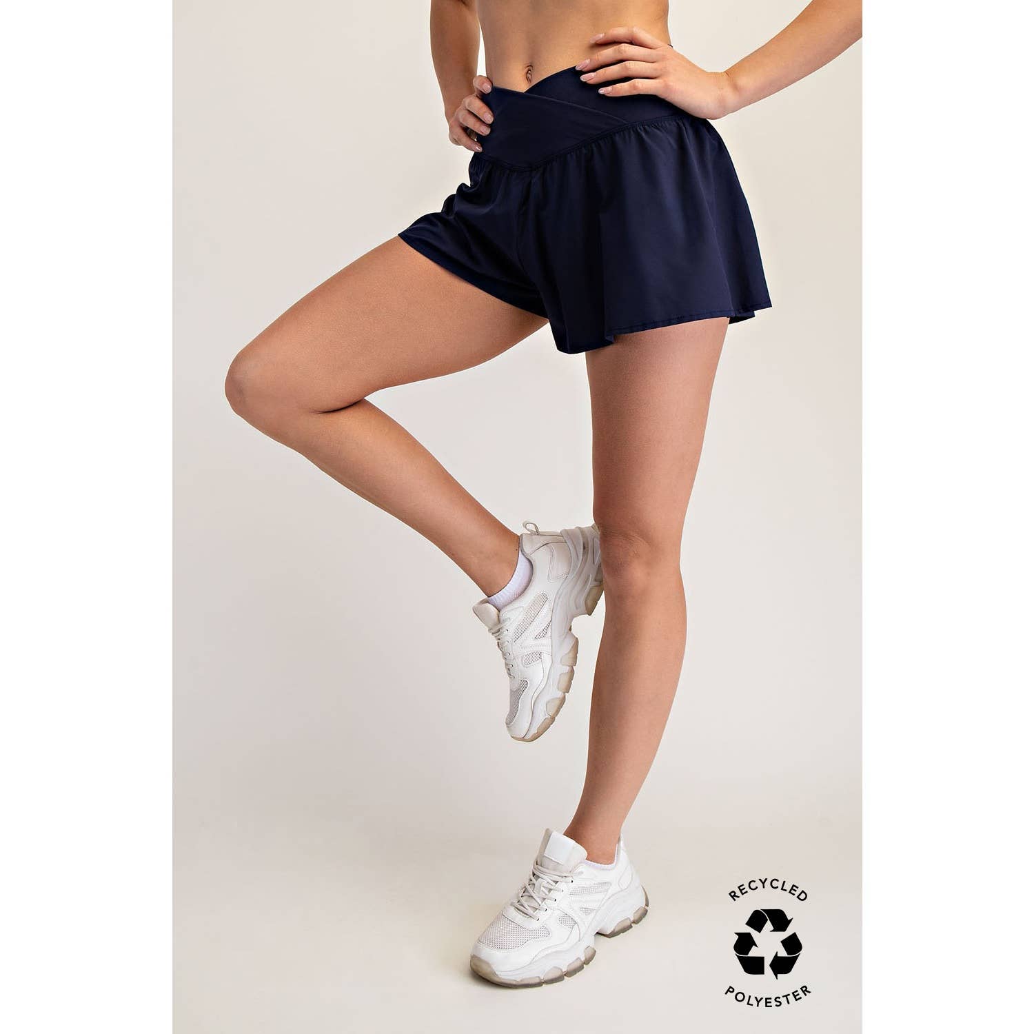 V CROSSOVER FLARED SHORTS- Espresso Brown