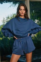 Solid Reversible Mock Neck Sweatshirt