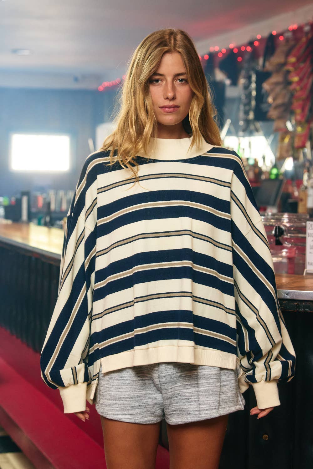 Striped Oversized Crewneck Top