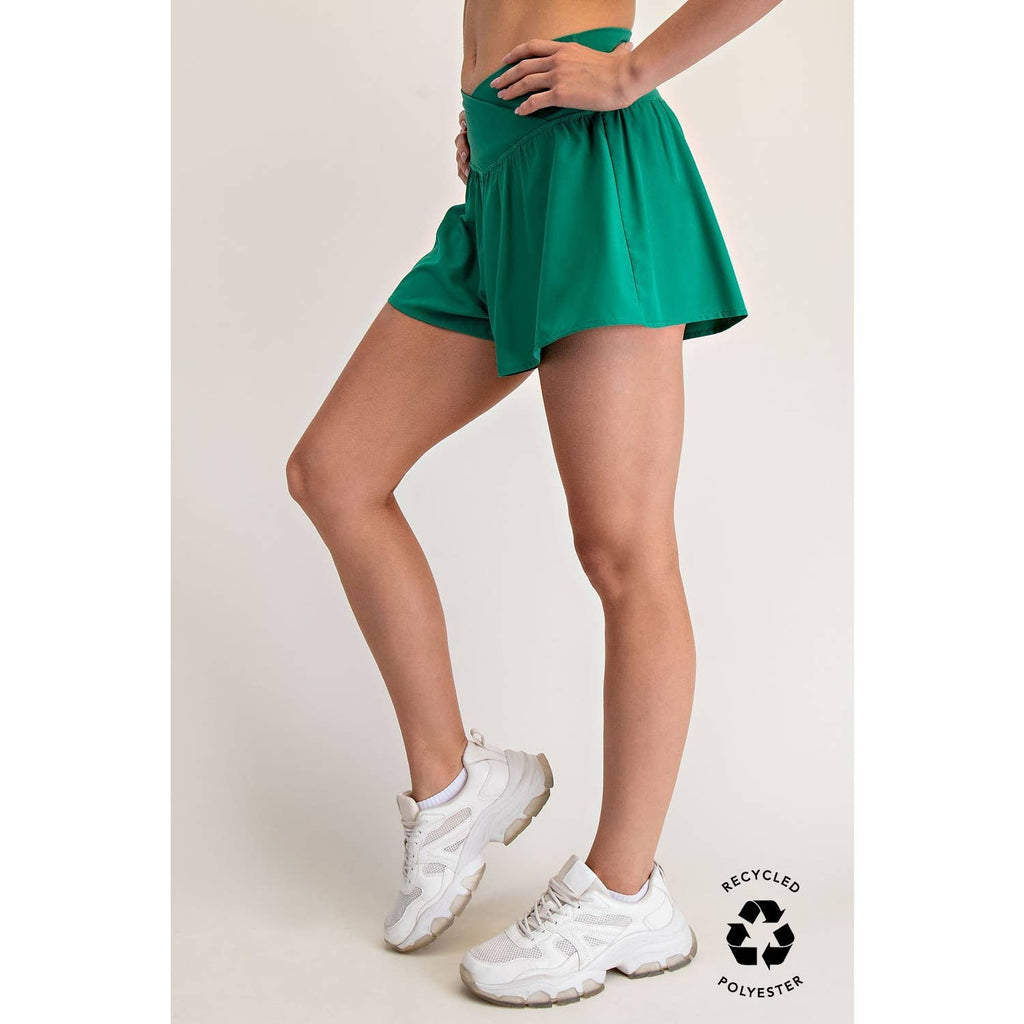 V CROSSOVER FLARED SHORTS- Espresso Brown