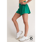 V CROSSOVER FLARED SHORTS- Espresso Brown
