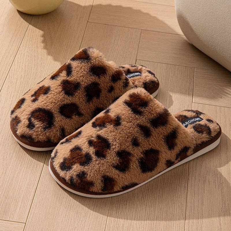 Leopard Plush Slippers