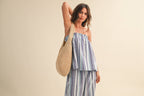 STRIPED RELAXED FIT TUBE TOP AND WIDE LEG PANTS SET