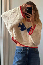 Cropped Knit Fish Sweater