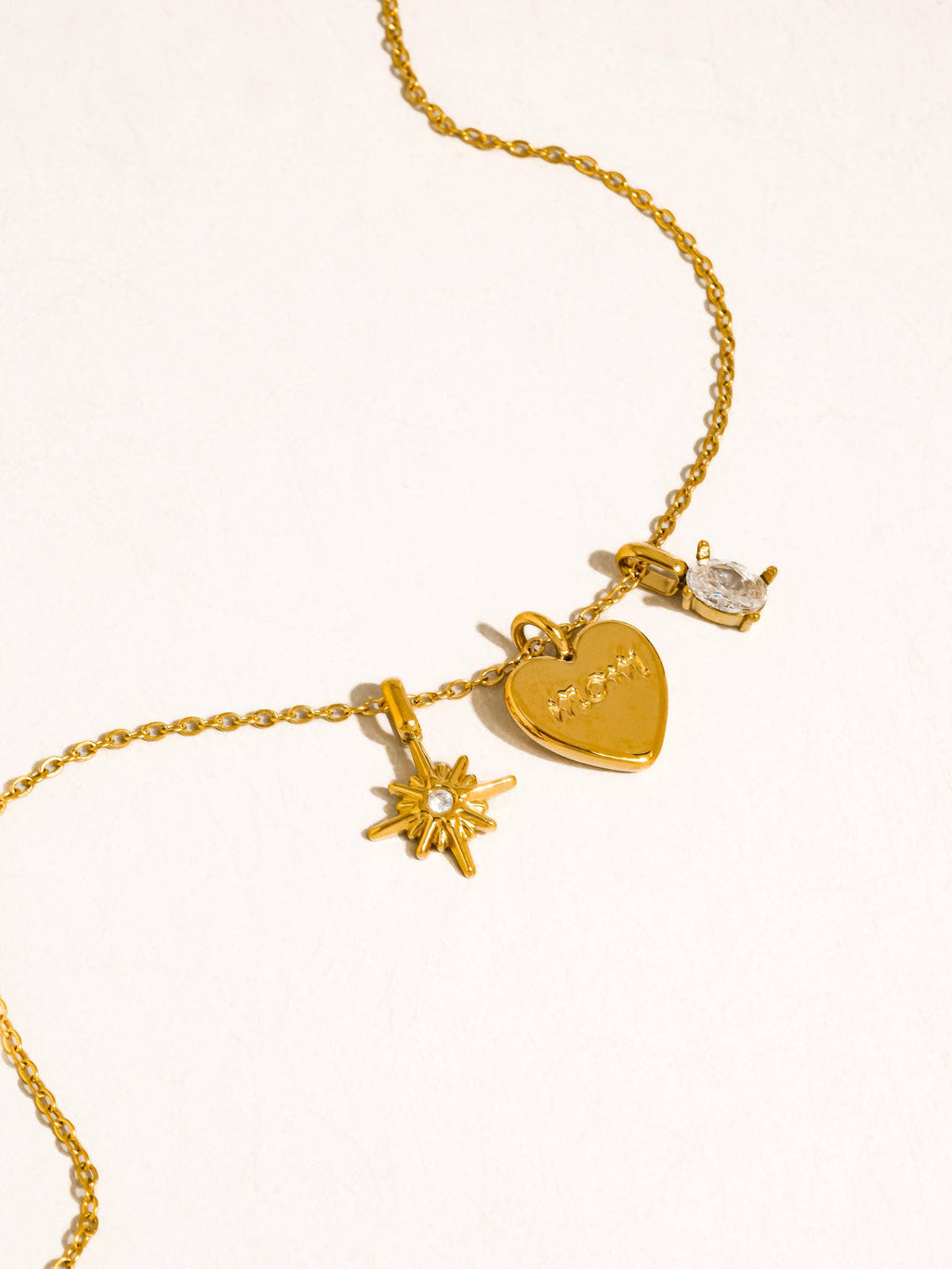 Gentilly 18K Gold Non-Tarnish Mom Heart Charm Necklace