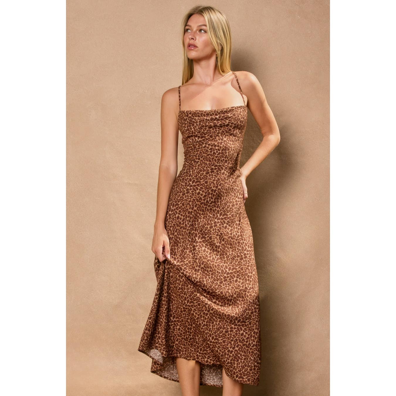 Wild Baby Cowl Neck Criss Cross Maxi Dress