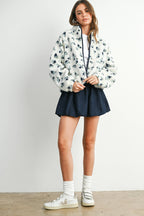 Floral Print Fluffy Fleece Jacket