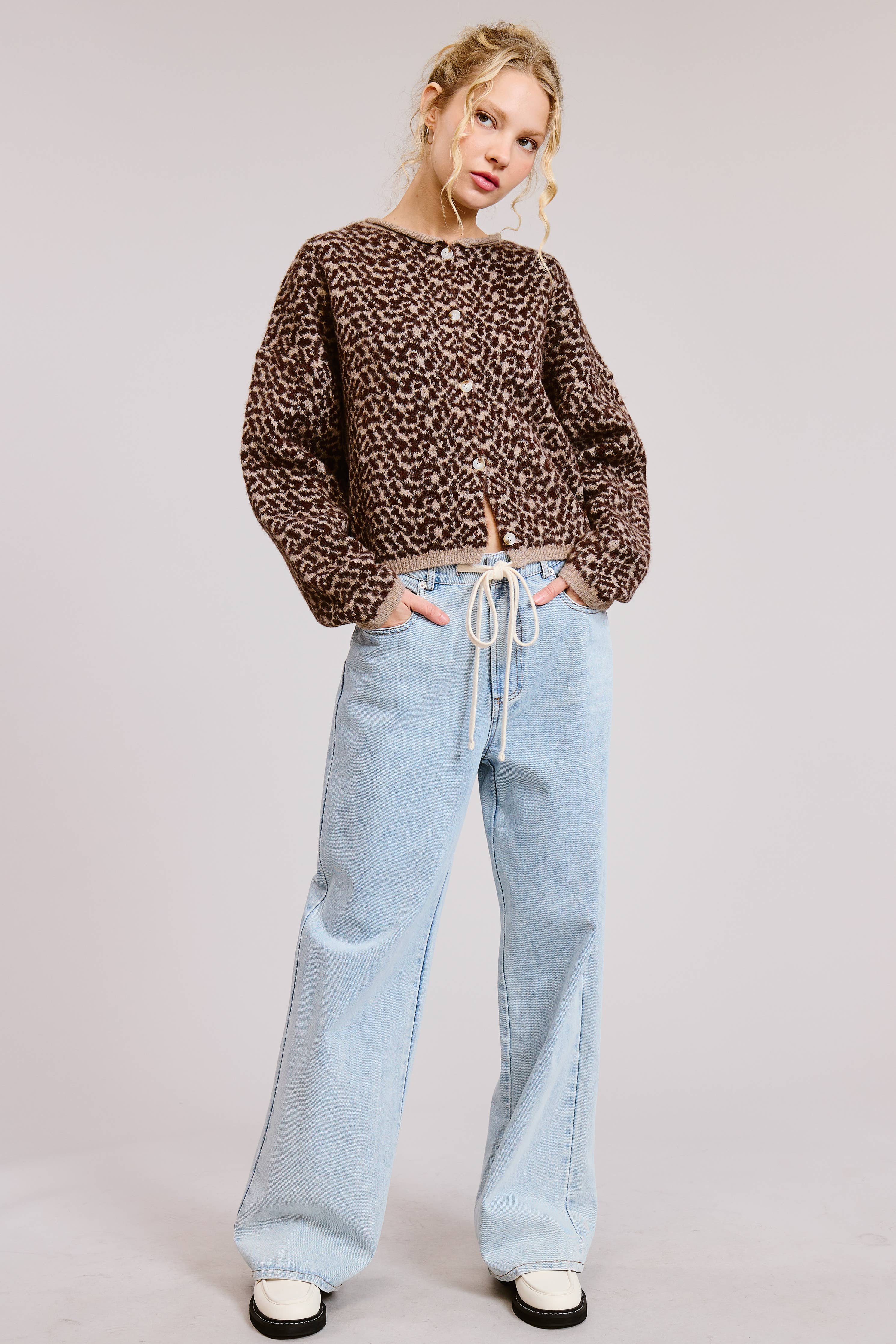 Cheetah Print Knit Cardigan