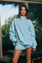 Solid Reversible Mock Neck Sweatshirt
