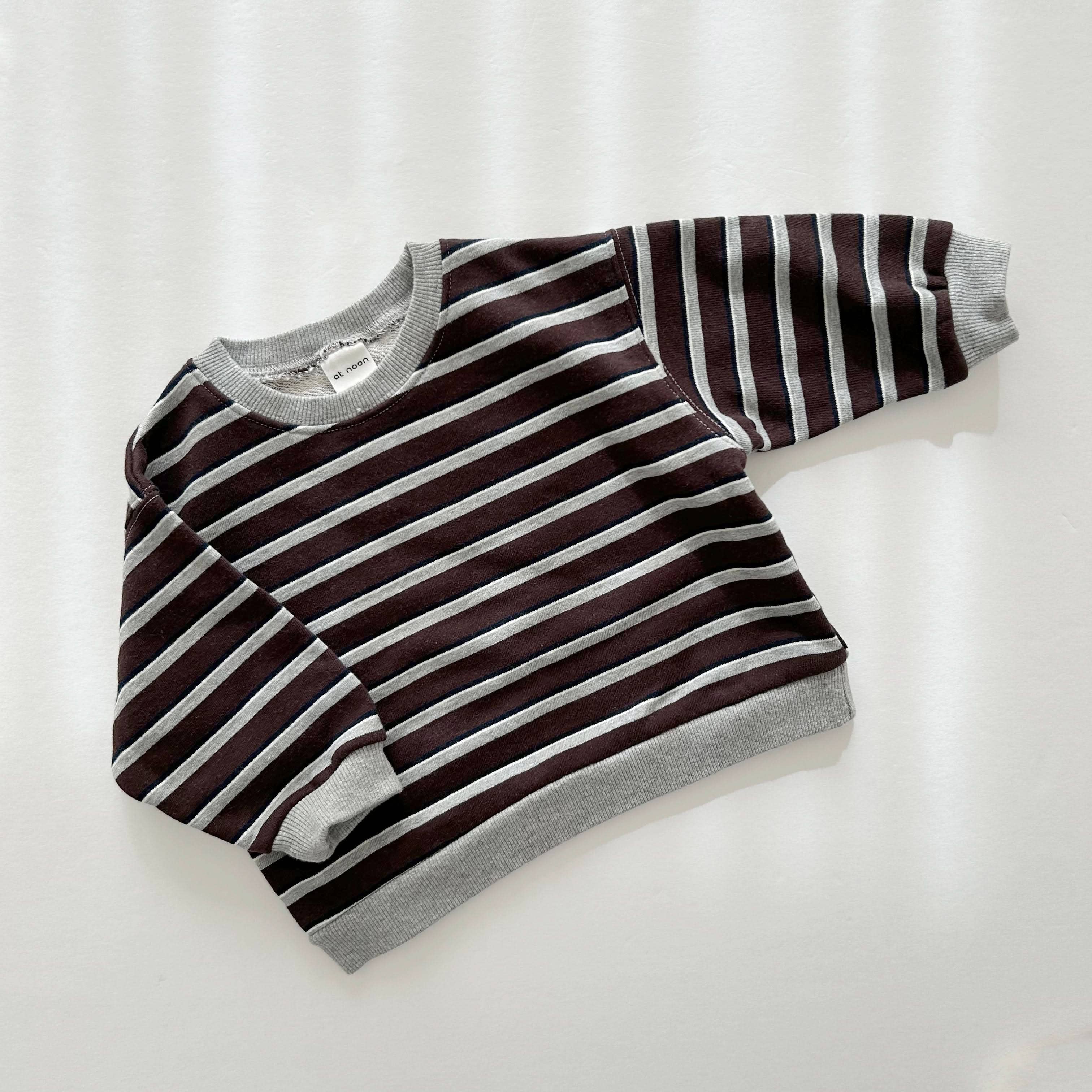 Kids Soft French Terry Cotton Stripe Sweatshirt