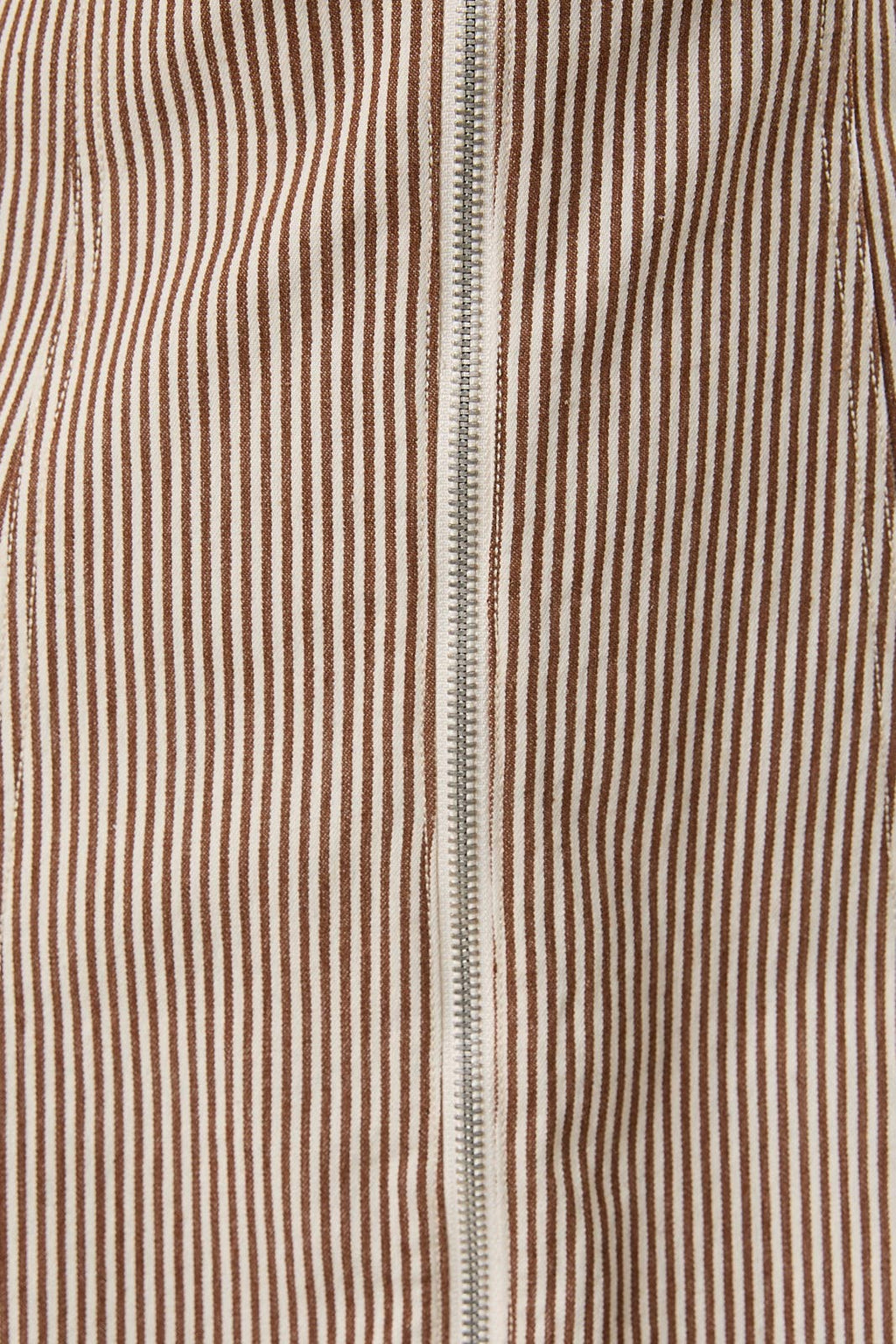 PUFF SLEEVE ZIP FRONT STRIPED DENIM MINI DRESS