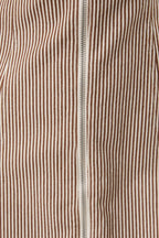 PUFF SLEEVE ZIP FRONT STRIPED DENIM MINI DRESS