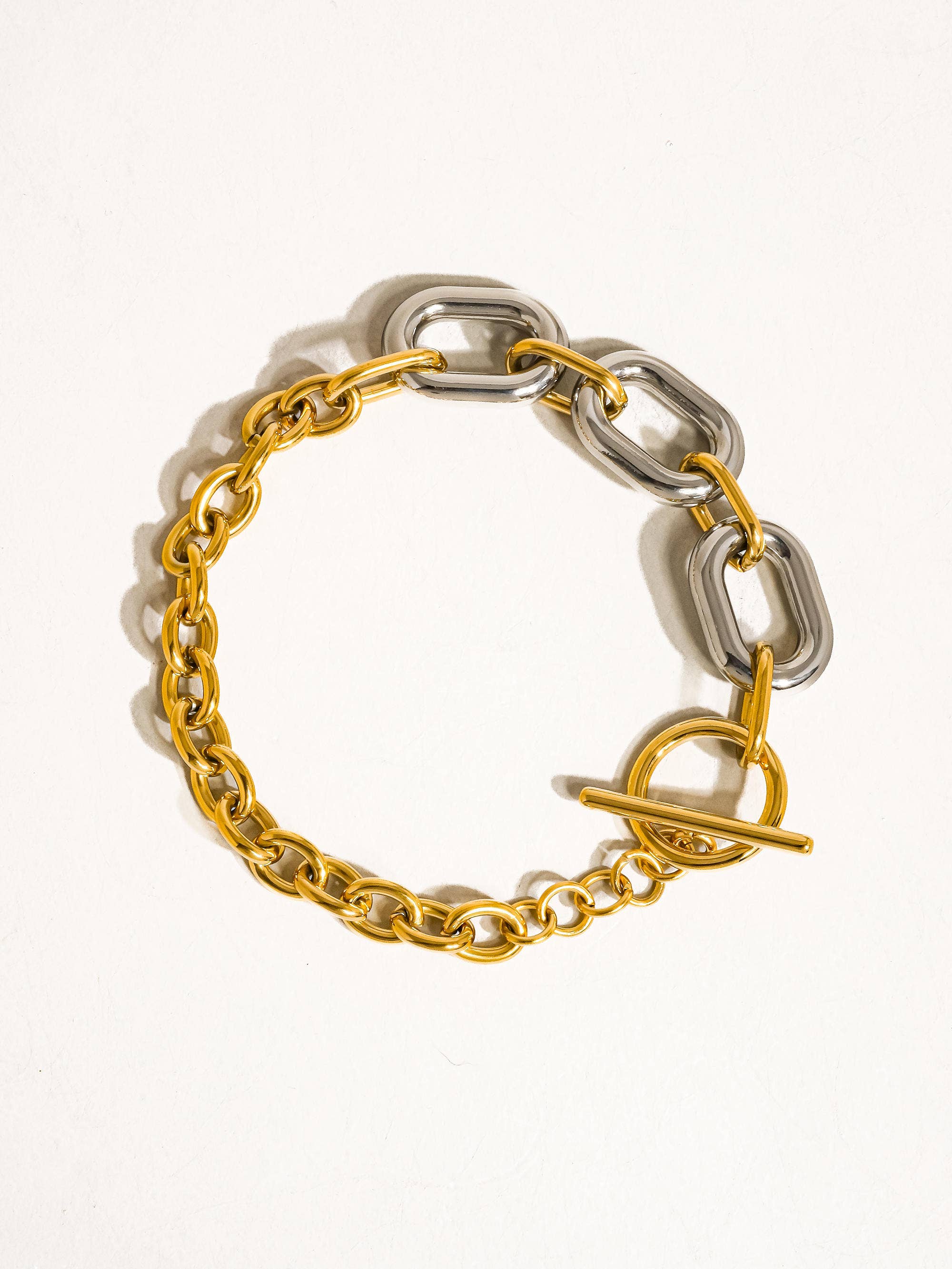 Lanni 18K Gold Non-Tarnish Multi Chain Bracelet: Gold and Silver