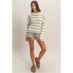 Lightweight Wide-Sleeve Striped Sweater