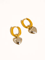 Noor 18K Gold Non-Tarnish Two Tone Heart Earring
