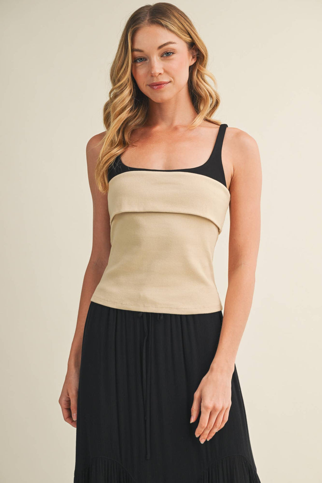 Square Neck Foldover Bandeau Top
