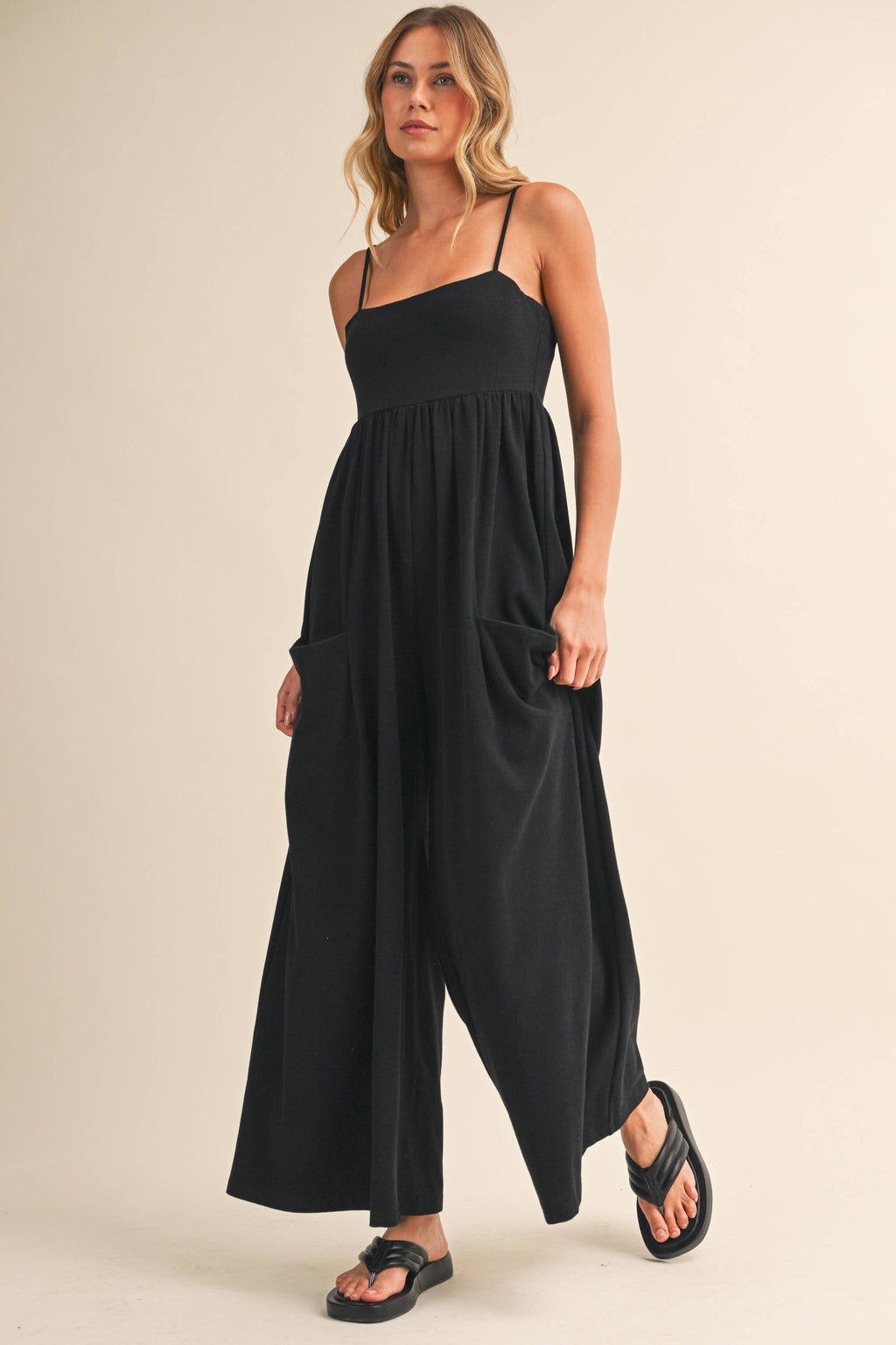 STRAPPY EMPIRE-WAIST WIDE-LEG JUMPSUIT