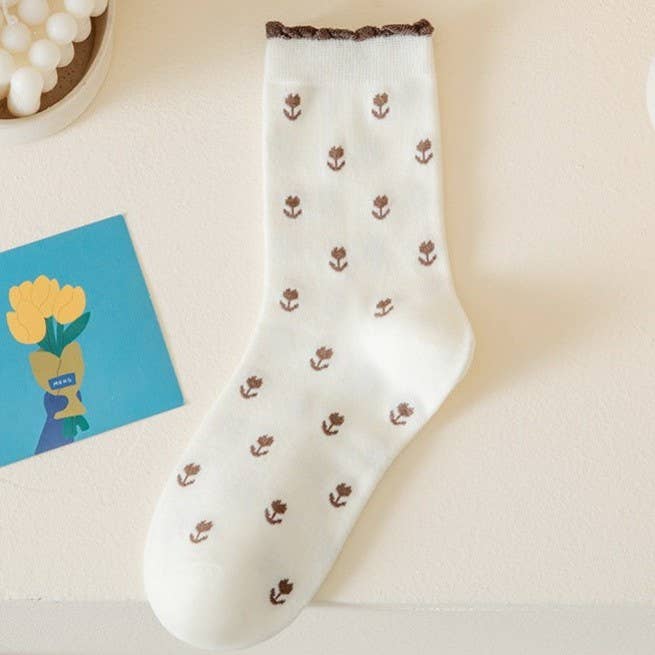 WOMAN BREATHABLE FLORAL COTTON SOCKS | 40S02067