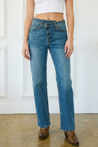 DUAL ACCENT CROSSOVER CUFF STRAIGHT LEG JEANS