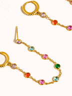Daffira 18K Gold Non-Tarnish Crystal Chain Link Earrings