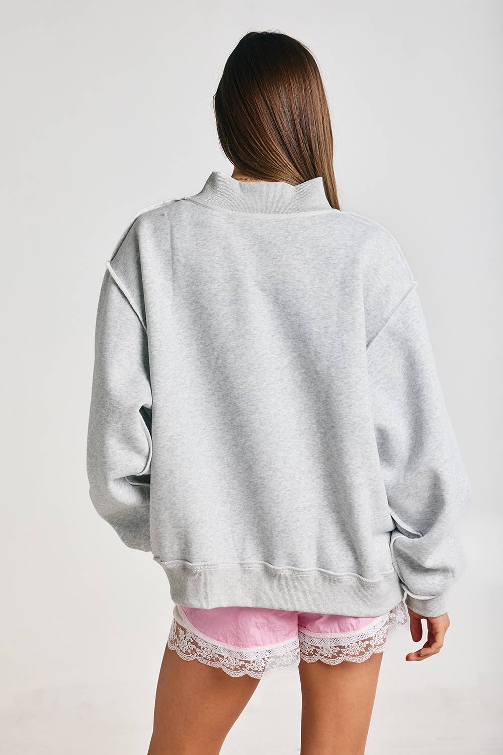 Embroidered "MOTHER" Mock Neck Sweatshirt