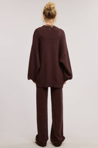 Tie Front Knit Cardigan and Pants Set