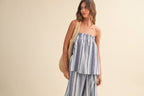 STRIPED RELAXED FIT TUBE TOP AND WIDE LEG PANTS SET