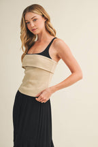 Square Neck Foldover Bandeau Top