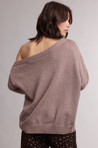 RIBBED HEM ONE SHOULDER SWEATER