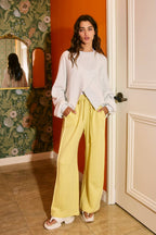 Asymmetric Hem Solid Terry Sweatshirt Top